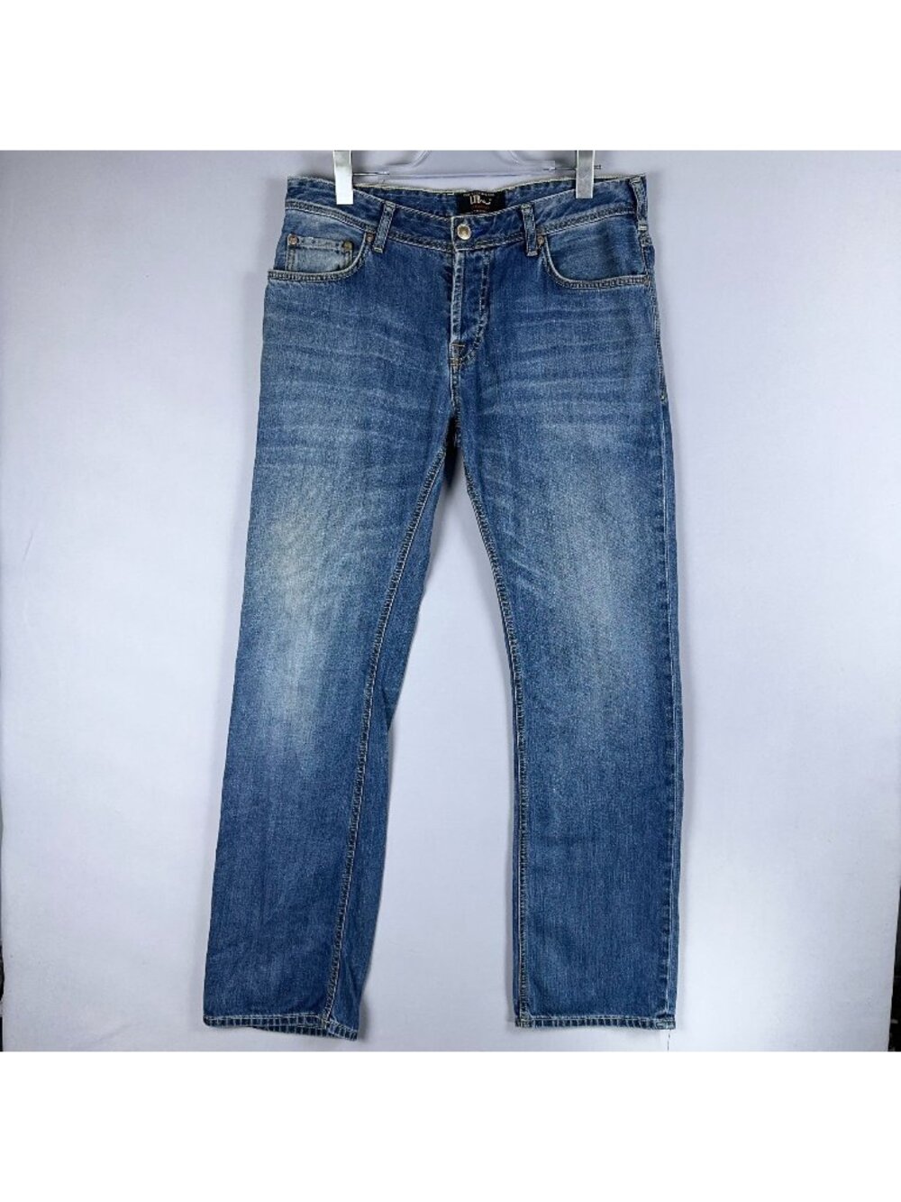 LTB Jeans Mens Size W34 L34 Straight Fit Blue Handmade 100% Cotton Mid Rise